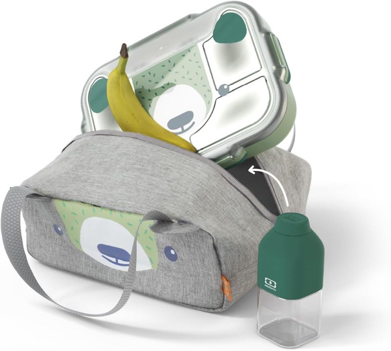 monbento Wonder Travel Kids Lunch Bag Green Bear - Insulated Lunch Bag for Lunch Box - Image 3